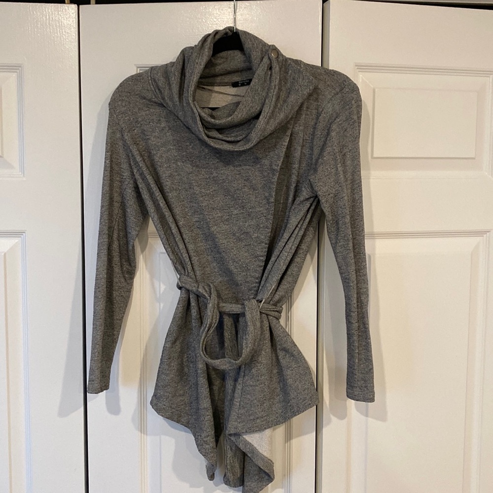 Bershka casual wrap coat with funnel neck